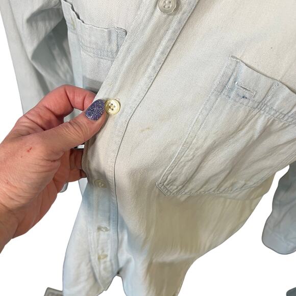 Men's Robert Stock denim button down light wash shirt double pockets 100% cotton - Picture 8 of 8